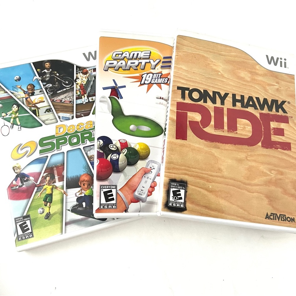 Nintendo Wii Game Bundle , Tony Hawk Ride, Deca Sports, Game Party 3